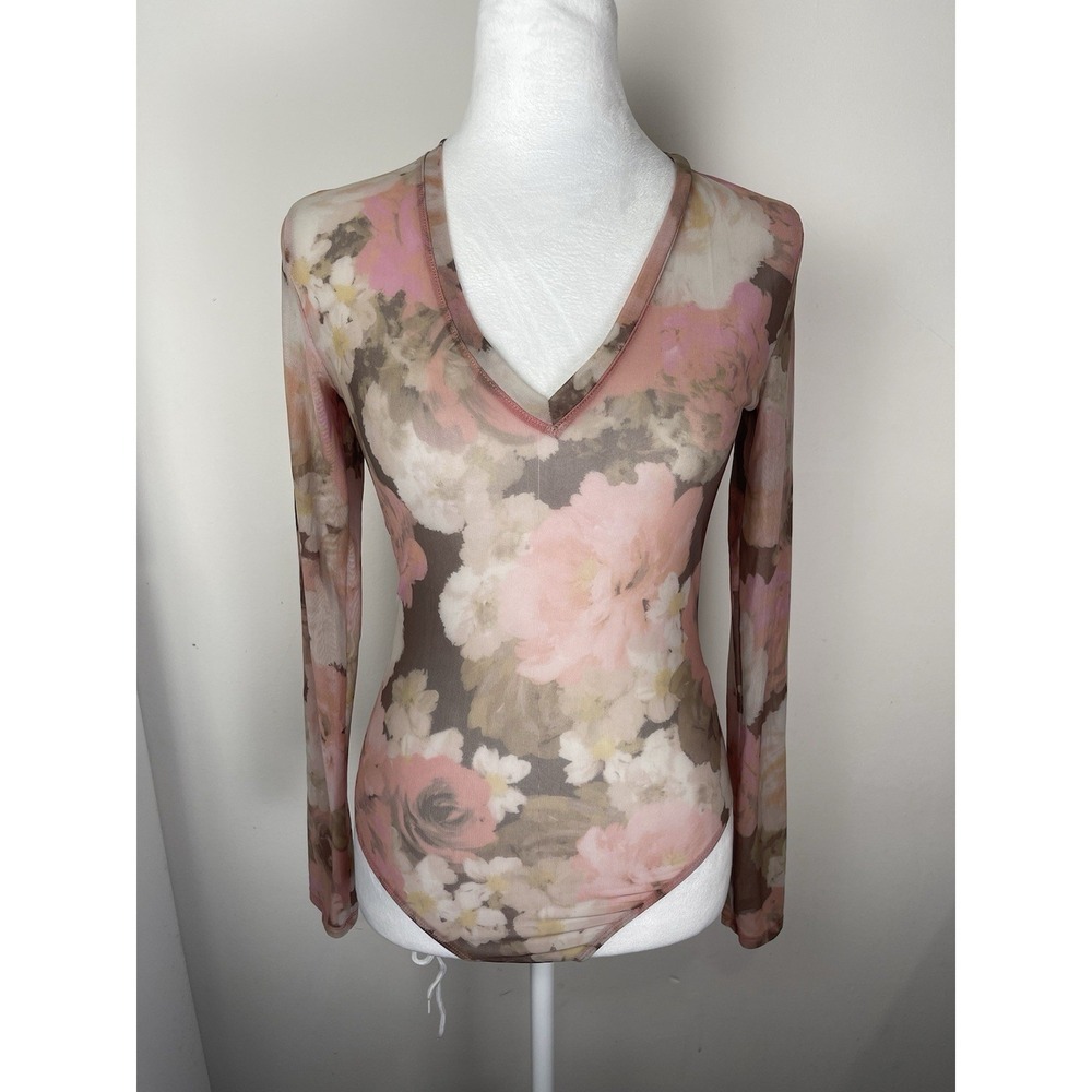 Express Women's Mesh Floral Fairy Grunge Bodysuit Size S Whimsigoth Festival